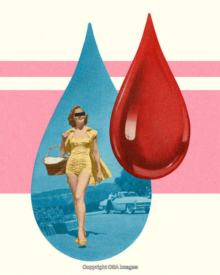 Retro Art Collage Featuring Woman With Abstract Drops And Pop Art Style