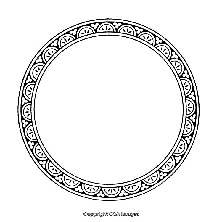 Intricate Circular Black And White Decorative Border With Symmetrical Patterns