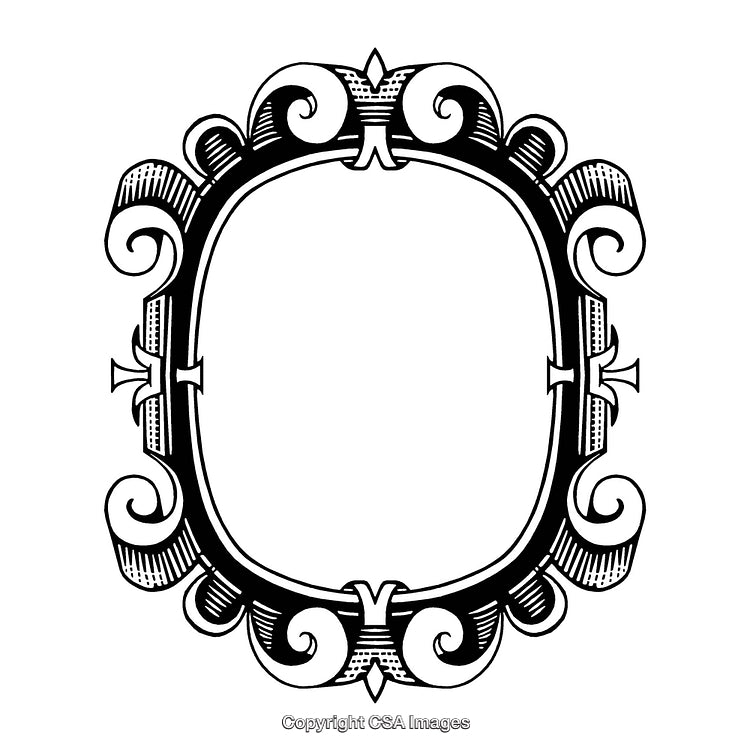 Ornate Black and White Frame with Intricate Scrollwork Design