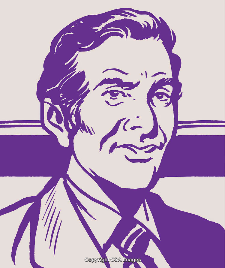 Purple-Toned Illustration of a Confident Well-Dressed Gentleman
