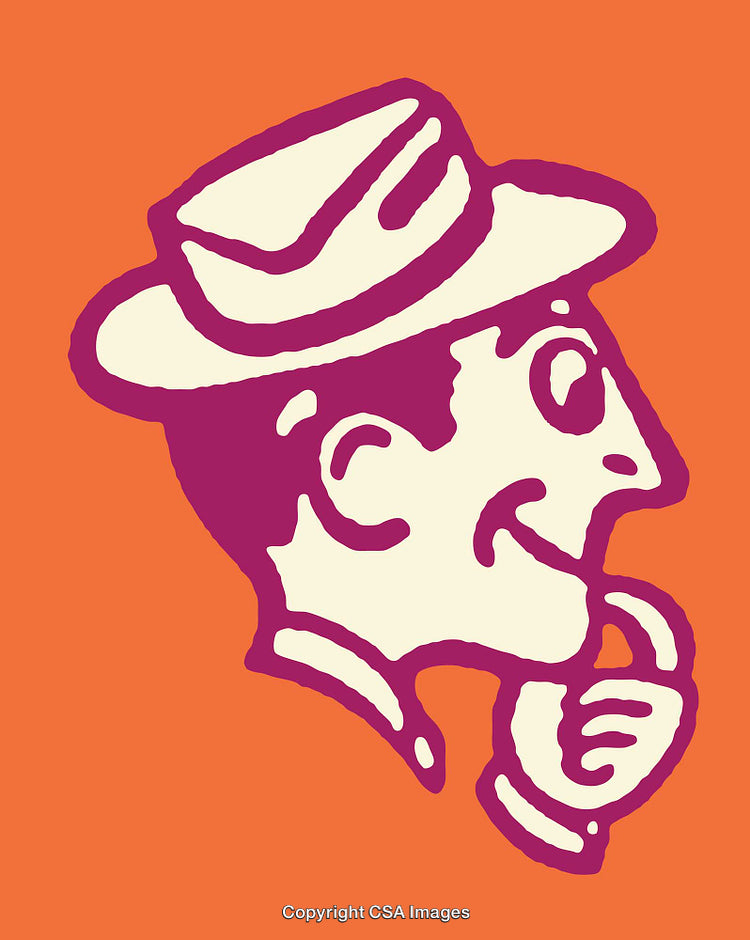 Colorful Illustration of a Thoughtful Character in Vintage Art Style
