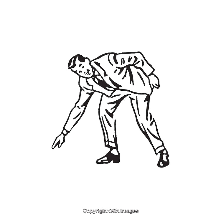 Vintage Illustration of a Man in a Leaning Posture in Black and White