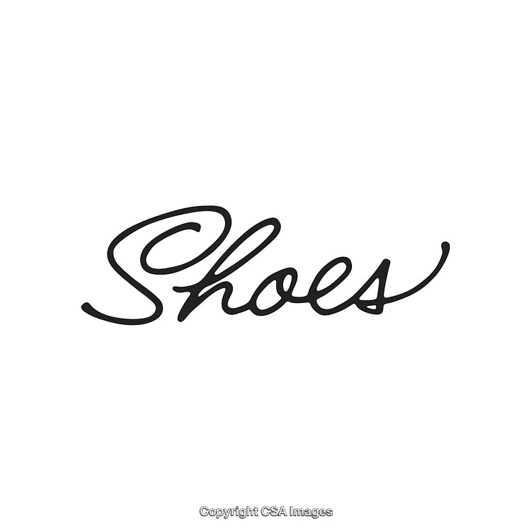 Elegant Calligraphy Script Featuring the Word Shoes in Black Ink