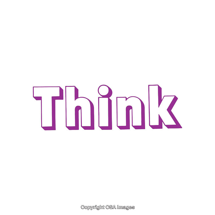 Purple Text Displaying the Word Think in Bold 3D Styling
