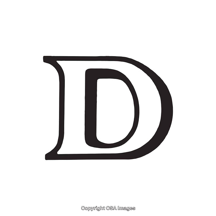Bold Black Letter D Isolated on a White Background