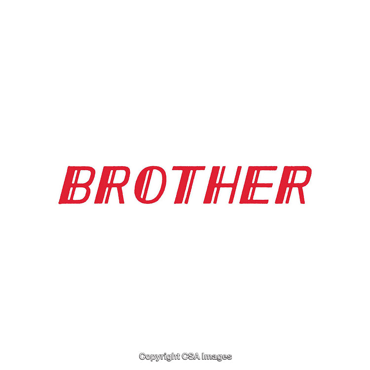 Bold Red Brother Word Typography on Minimalist White Background