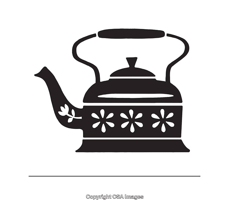 Ornate Vintage Teapot Line Art on White Background