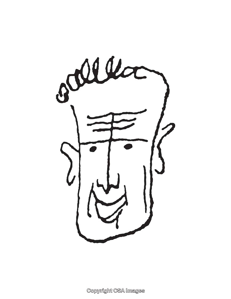 Playful Black And White Line Art Sketch Of Smiling Face