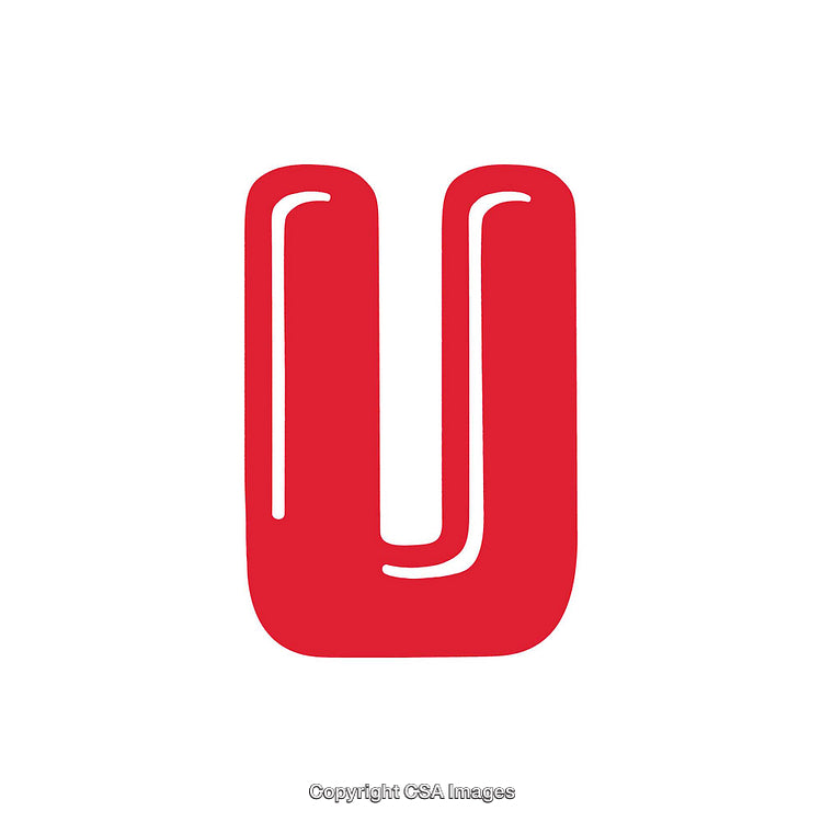 Stylized Red Letter U on White Background with Minimalist Design