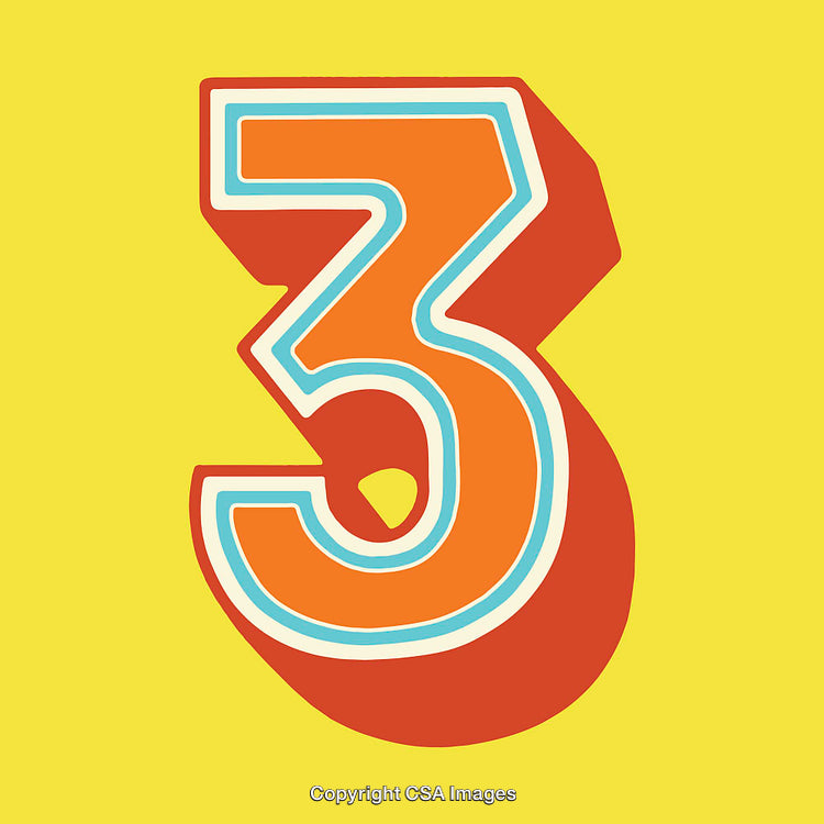 Stylized Number Three Illustration With Vibrant Colors and Retro Design