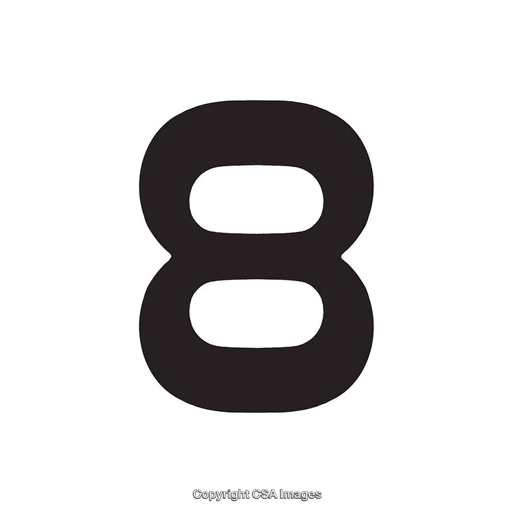 Bold Black Number Eight Isolated on a Clean White Background
