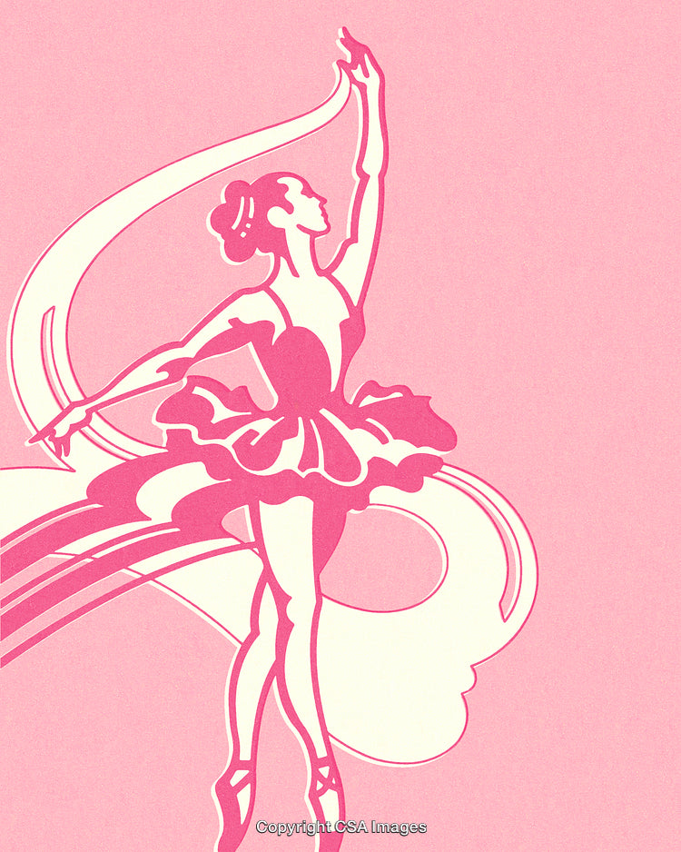 Graceful Ballet Dancer in Pink Silhouette Performing Elegant Pose