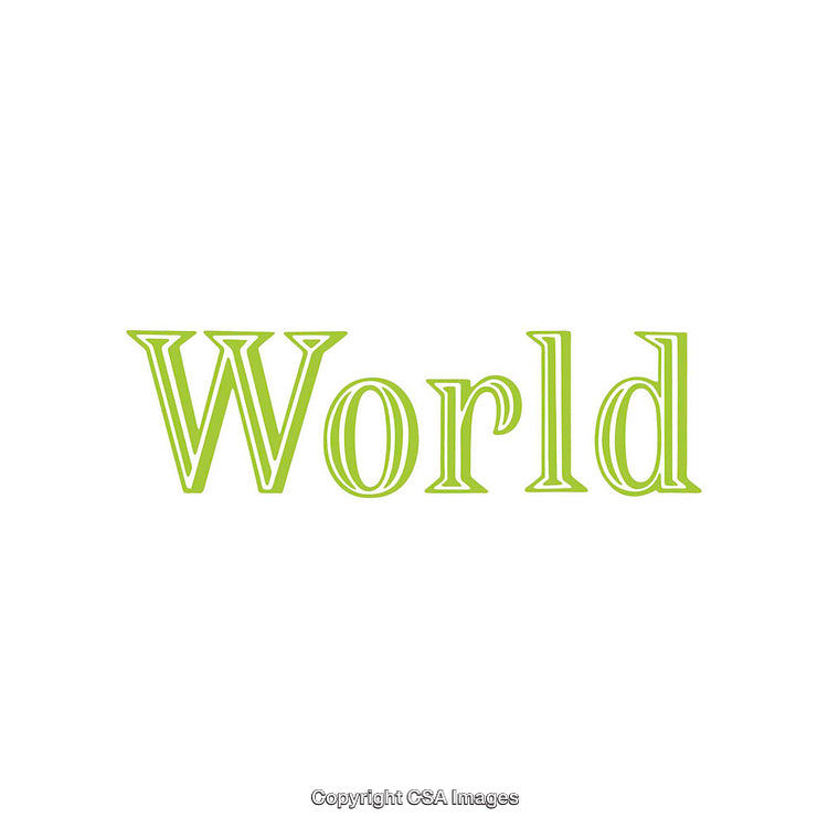Green Text Design Featuring the Word "World" on White Background