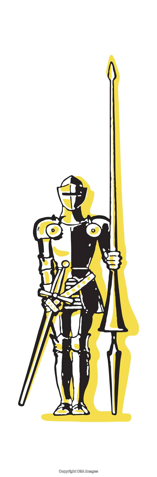 Stylized Illustration of a Medieval Knight with Shield and Spear