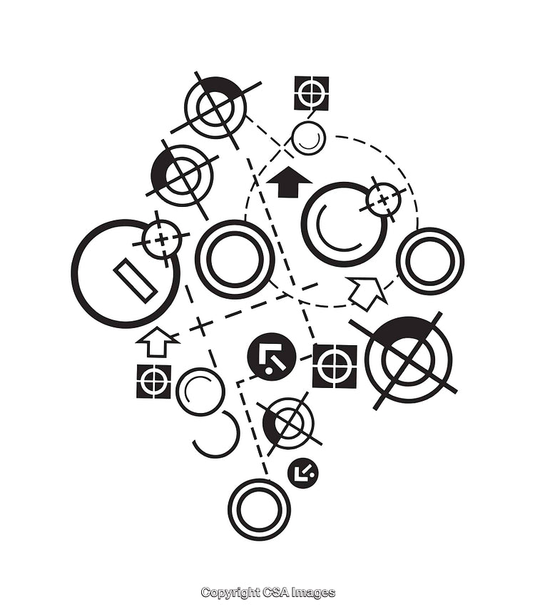 Abstract Geometric Design Featuring Technical Shapes and Patterns