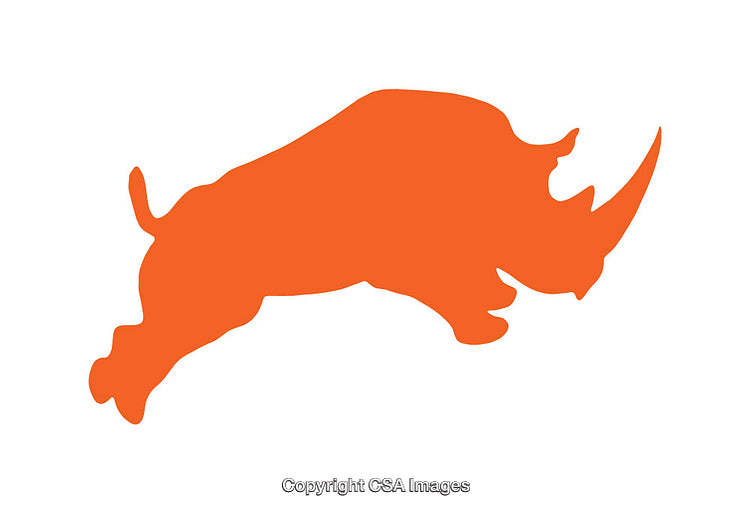 Orange Rhino Silhouette Illustrating Power and Wildlife
