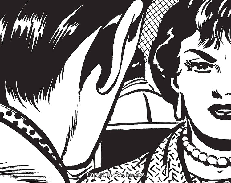 Pop Art Style Illustration Depicting Emotive Characters in Vintage Aesthetic