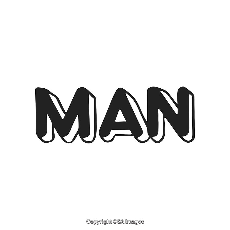 Bold Black and White Typography Design Highlighting the Word Man