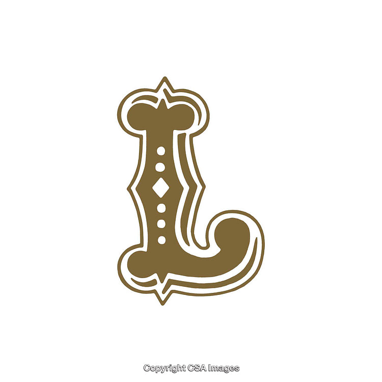 Intricately Designed Decorative Letter L in Elegant Gold Pattern