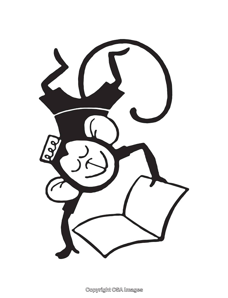 Playful Monkey Cartoon Illustration with Open Book in Hand Drawn Style