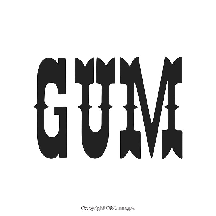 Bold Black Typography Featuring the Word GUM on White Background