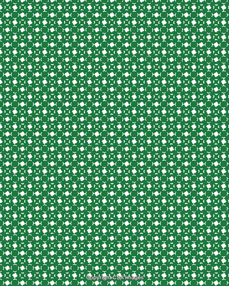 Green and White Geometric Pattern with Playful Symmetrical Shapes