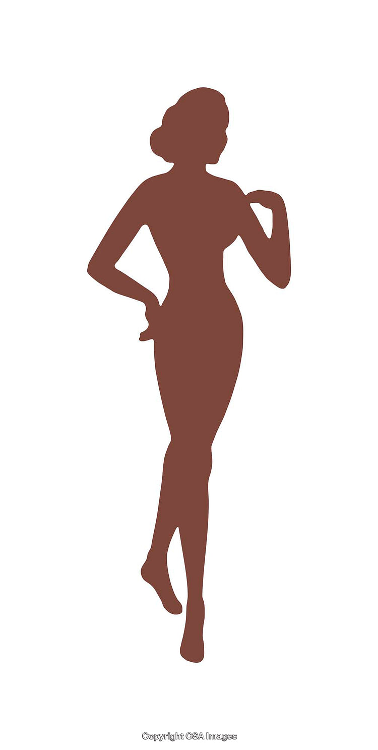 Silhouette Illustration of a Woman in Graceful Standing Pose