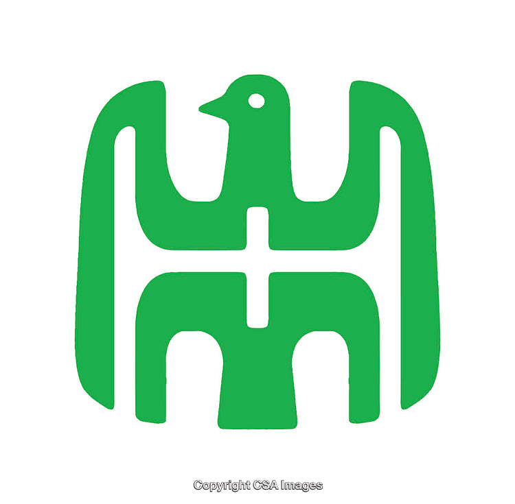 Green Bird-Shaped Icon With Cross Symbol in Minimalist Design