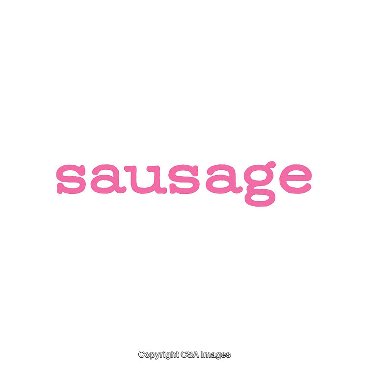 Pink Sausage Text Illustration on White Background
