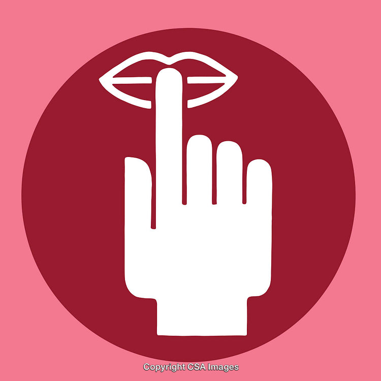 Silence Gesture Illustration Depicting Finger on Lips in Iconic Style