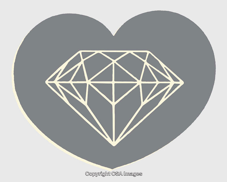 Heart-Shaped Outline Featuring a Geometrically Styled Diamond Art Illustration