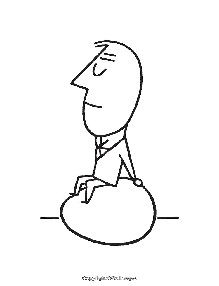 Minimalist Line Art Illustration of a Businessman Sitting in Contemplation