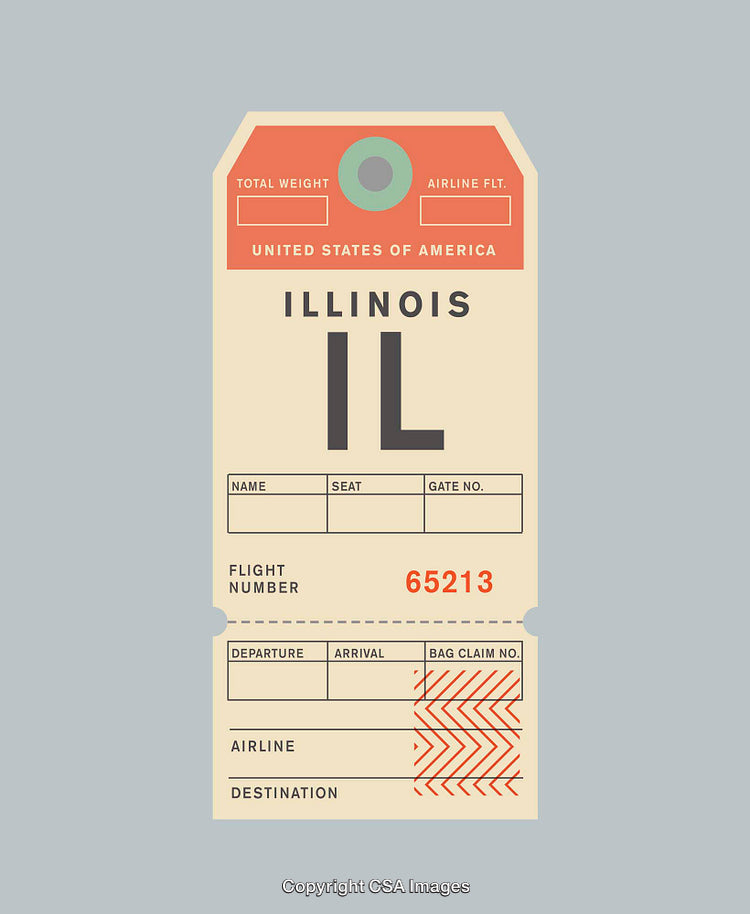 Vintage Travel Tag Design for Illinois with United States Theme