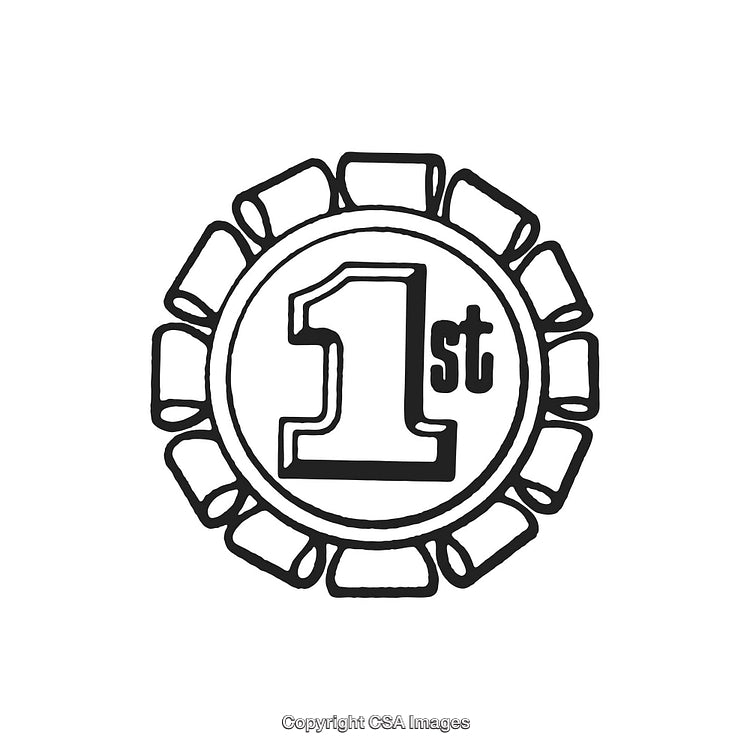 Sketch of First Place Emblem in Black and White Design