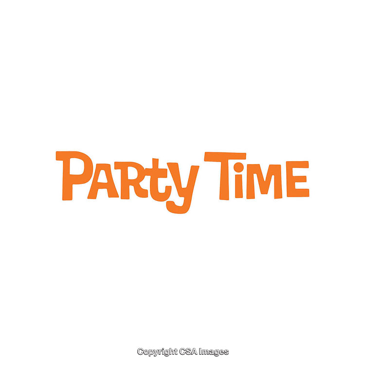 Playful Party Time Typography in Bold Orange on White Background