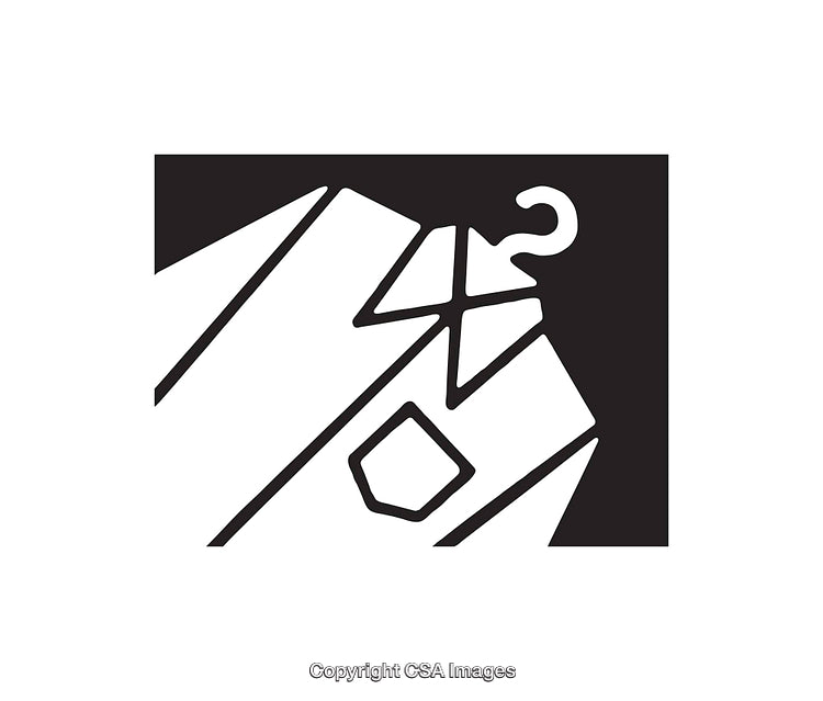 Minimalist Black and White Icon of a Garment Hanger and a Tie
