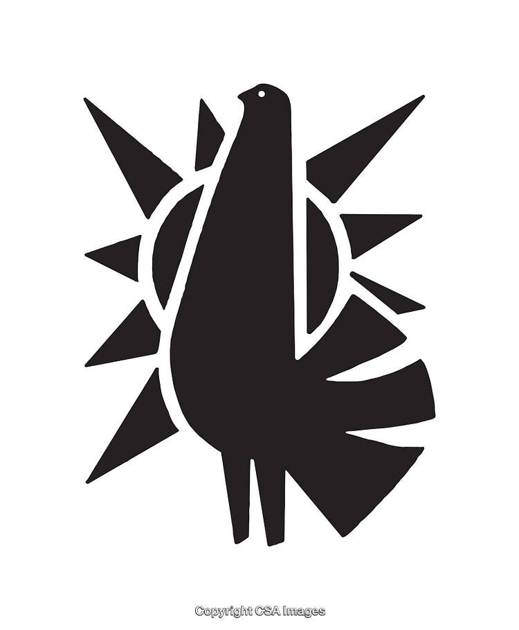 Minimalist Black and White Bird with Geometric Background