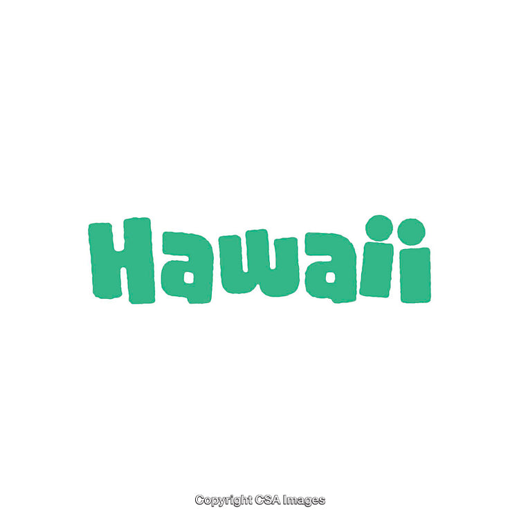 Hawaii Text Logo in Green Lettering with a White Background