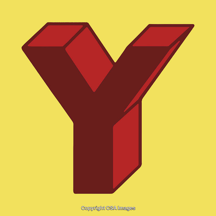 Bold Red Letter Y on Vibrant Yellow Background, Isometric Design