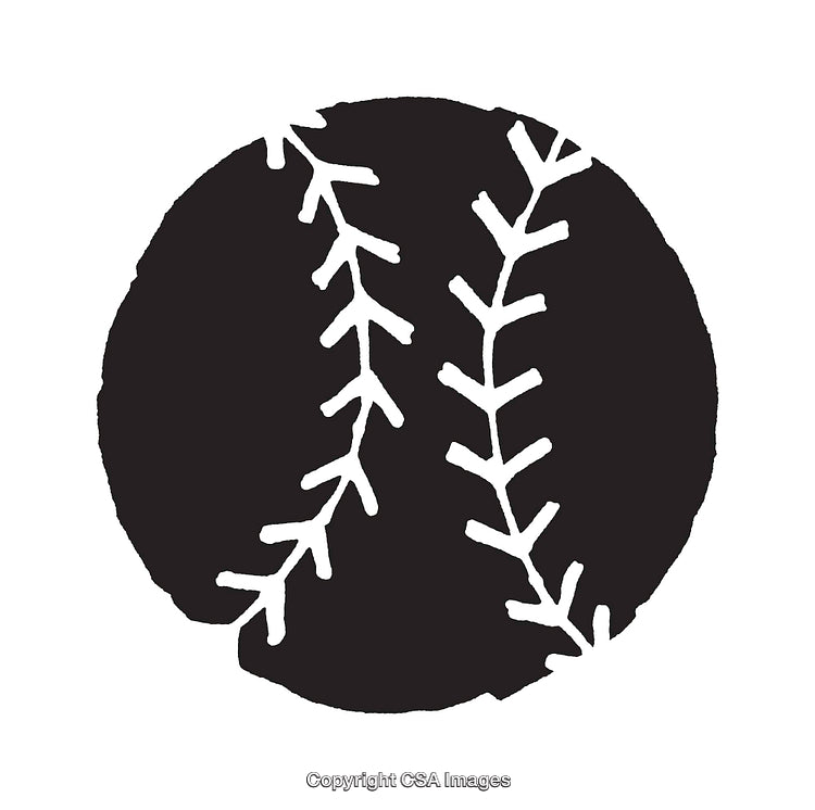 Black and White Line Art Illustration of a Baseball Design