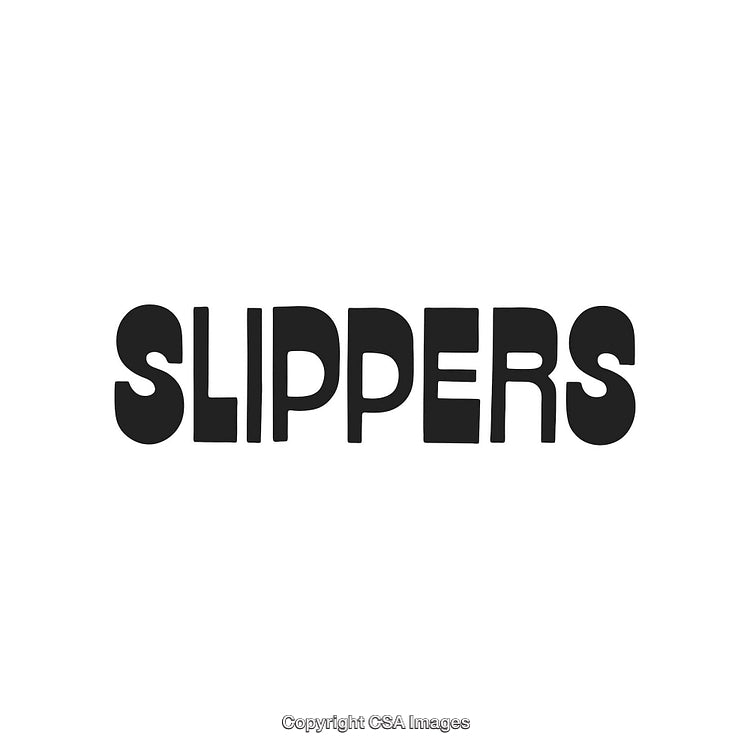 Bold Black Text Depicting the Word 'Slippers' in Clean Typography