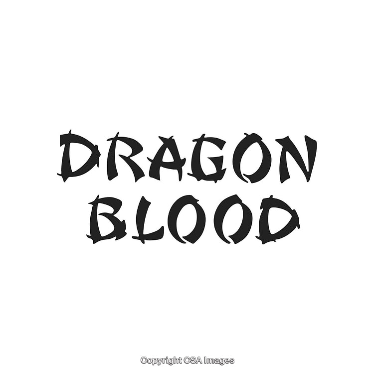 Black Artistic Dragon Blood Font in Gothic Style on White Background