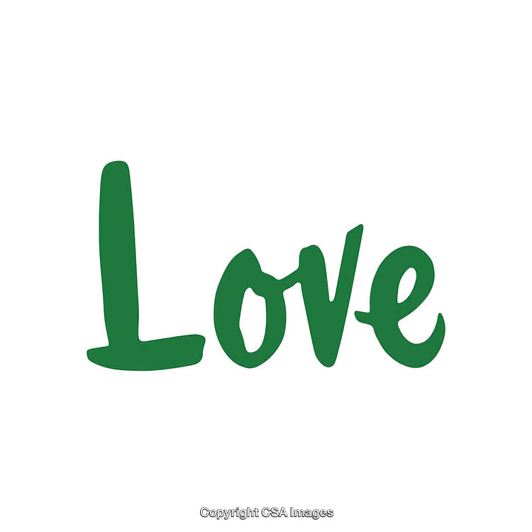 Green Handwritten Love Calligraphy on a White Background