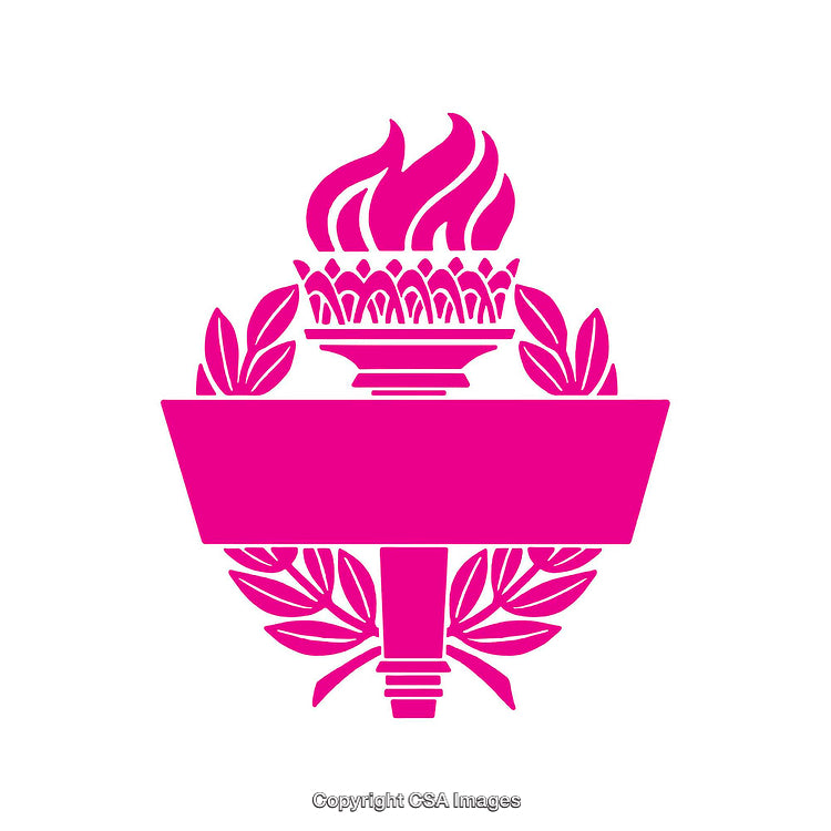 Pink Torch Symbol with Flames and Laurel Wreath