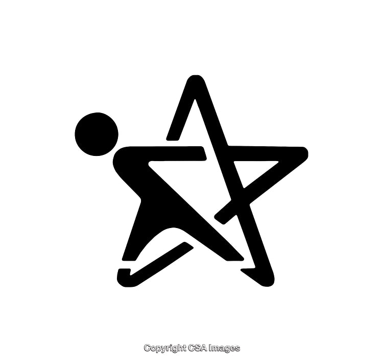 Dynamic Minimalist Star and Human Icon in Black and White