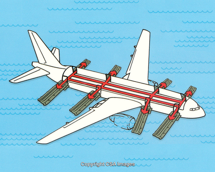 Stylized Diagram Of An Airplane Evacuation on Water