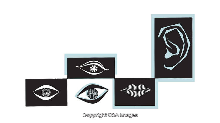 Abstract Illustration Representing Eyes, Ear, and Mouth in Artistic Format
