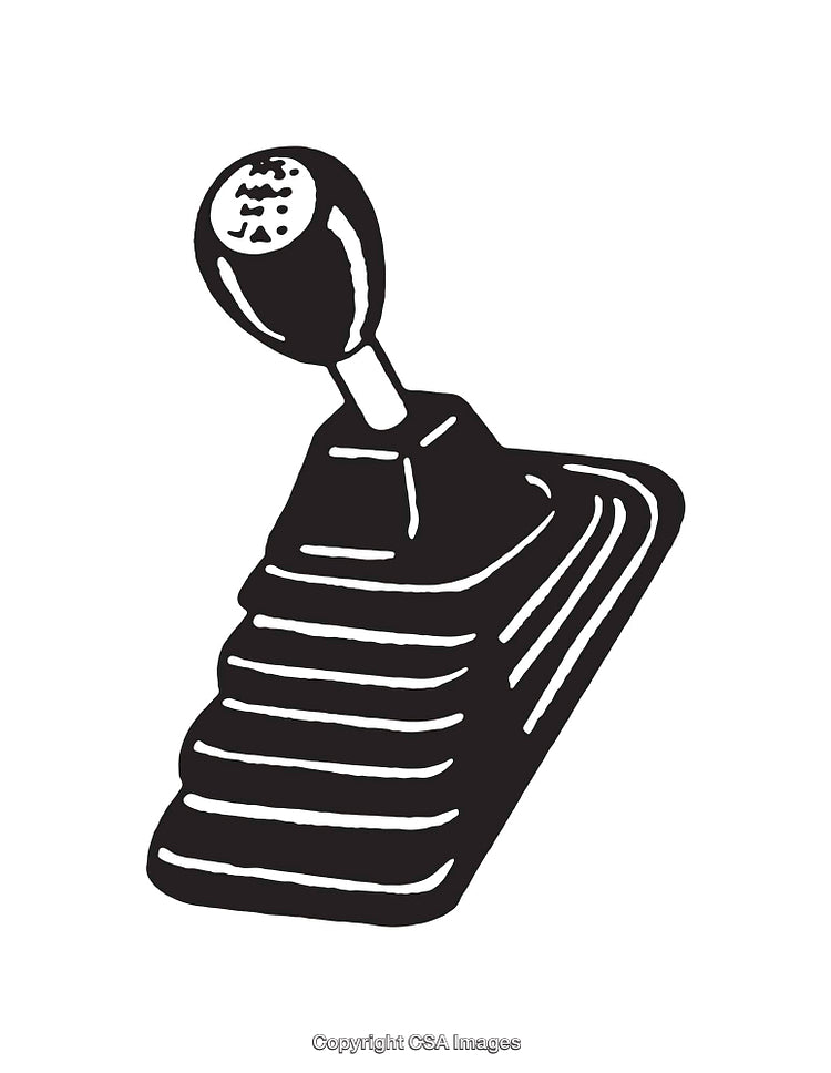 Black and White Line Art of a Manual Gear Shift Lever