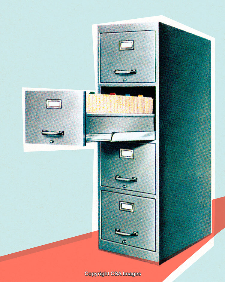 Retro Steel Filing Cabinet With Extended Drawer in Vintage Style Setting