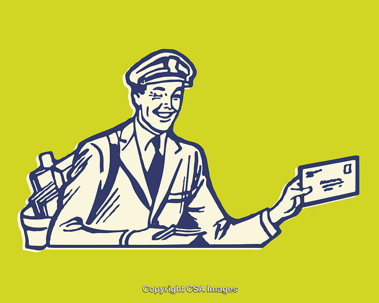 Retro Styled Mailman Illustration Delivering Letter With Bright Background